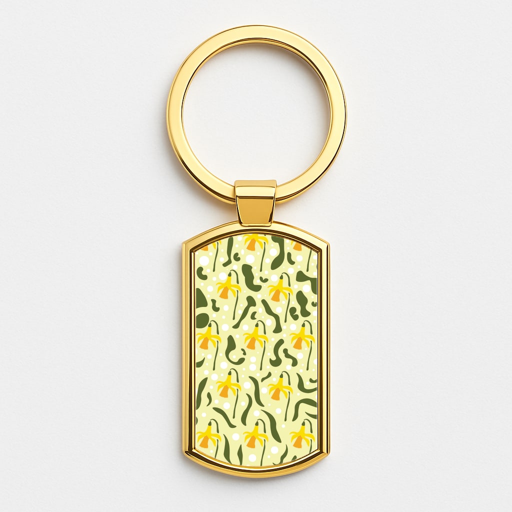 Daffodil Pattern - Floral Gold Keyring