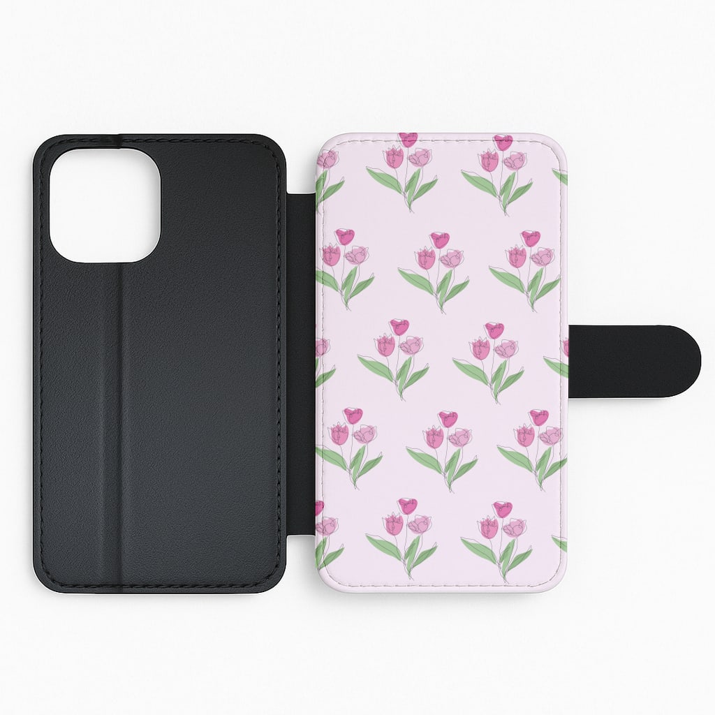 Pink Pattern - Floral Flip / Wallet Phone Case