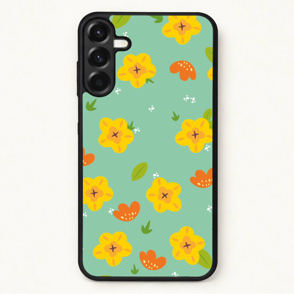 Yellow And Orange Pattern - Floral Phone Case for Galaxy A57