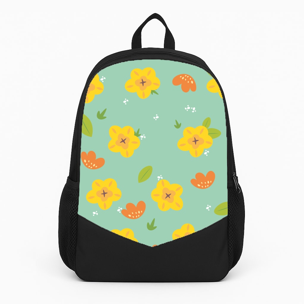 Yellow And Orange Pattern - Floral Backpack