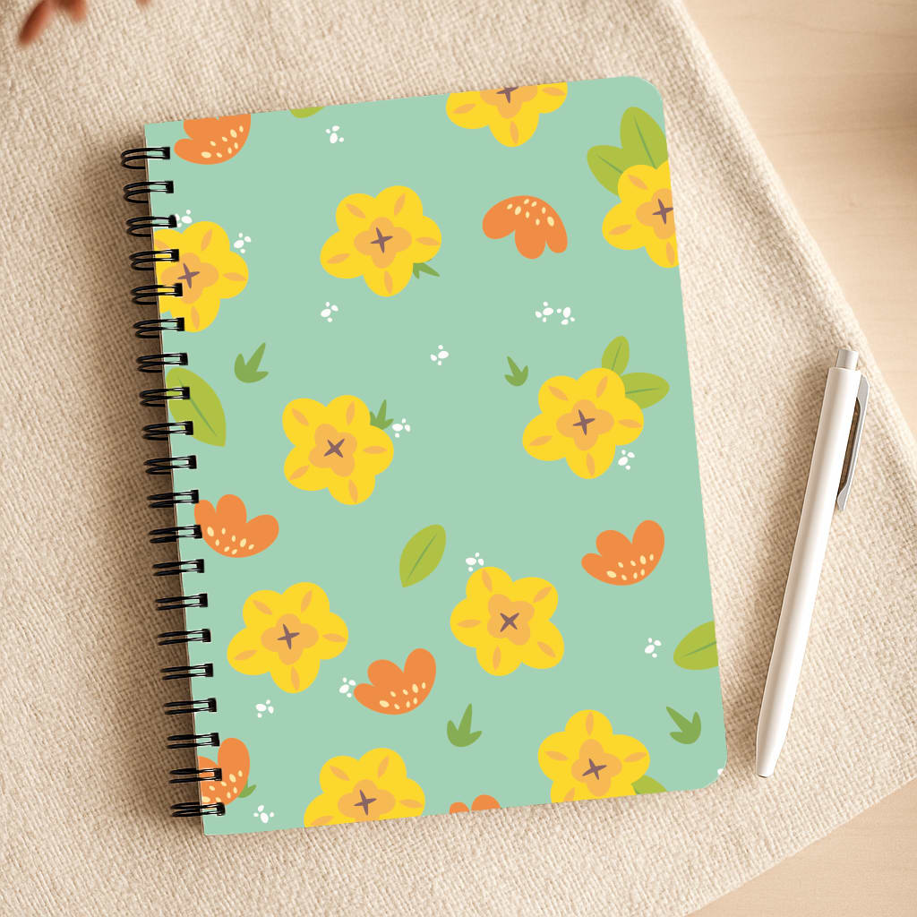 Yellow And Orange Pattern - Floral Notepad