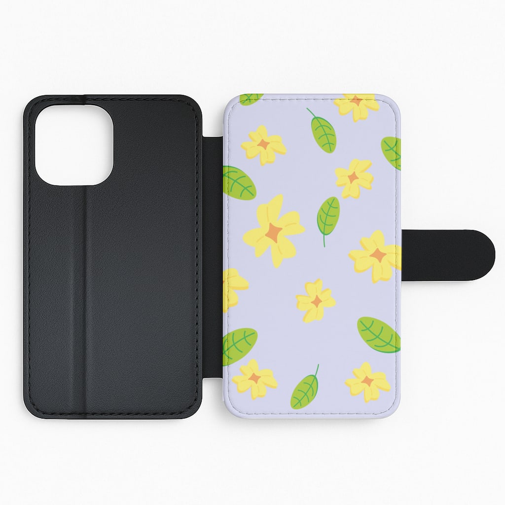 Yellow And Green Pattern - Floral Flip Phone Case