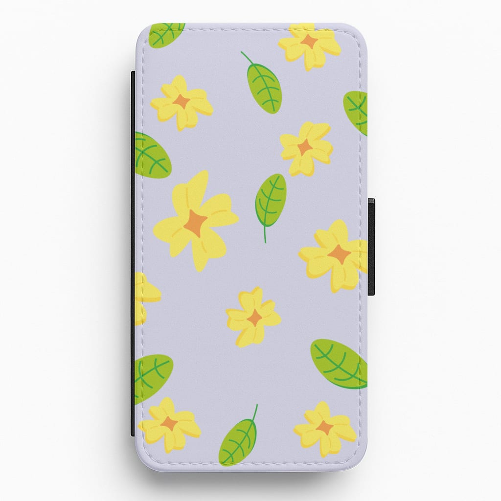 Yellow And Green Pattern - Floral Flip / Wallet Phone Case