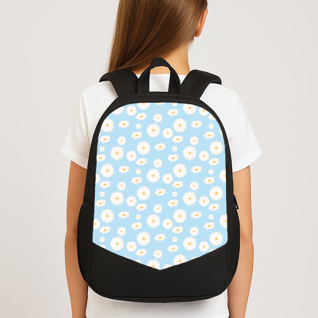 Blue Daisies - Floral Large School Bag