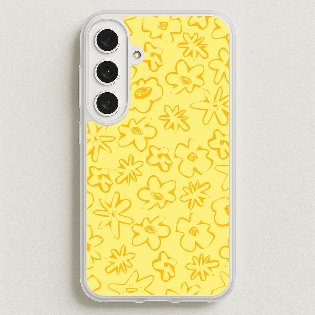 Yellow And Orange - Floral Patterns Phone Case for Galaxy S25FE