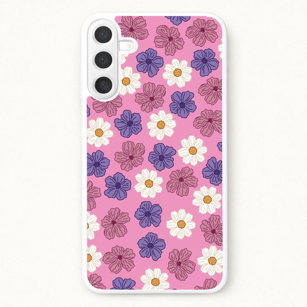 Pink, Purple And White Flowers - Floral Patterns Phone Case for Galaxy A57