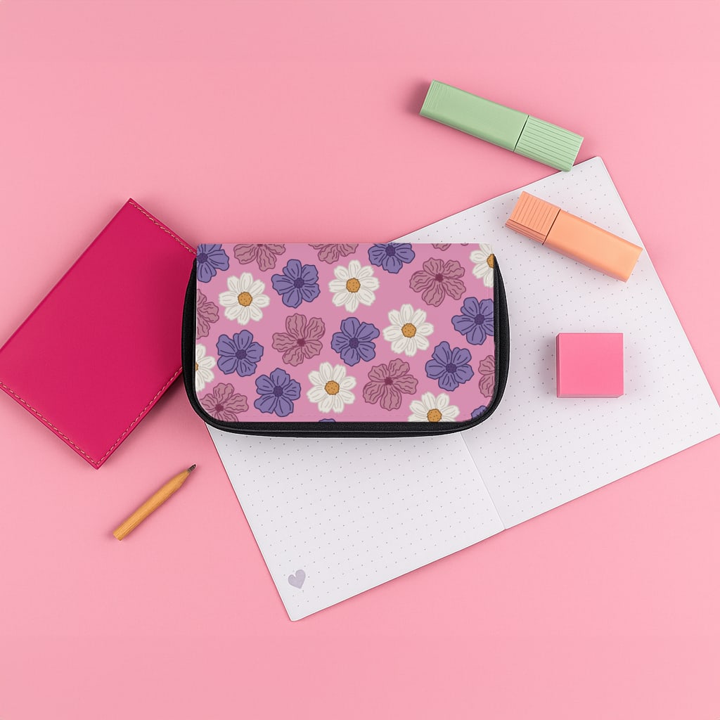 Pink, Purple And White Flowers - Floral Patterns Pencil Case