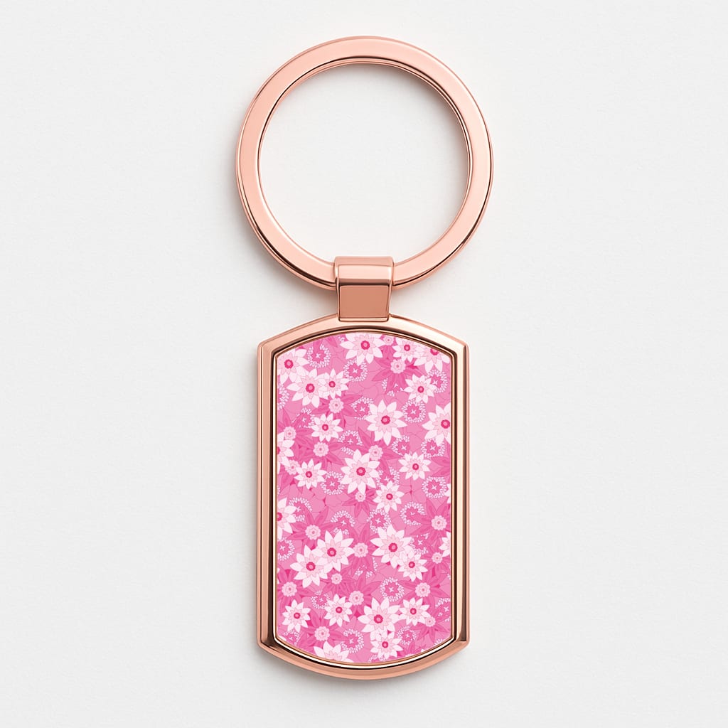 Pink Flowers - Floral Patterns Rose Gold Keyring