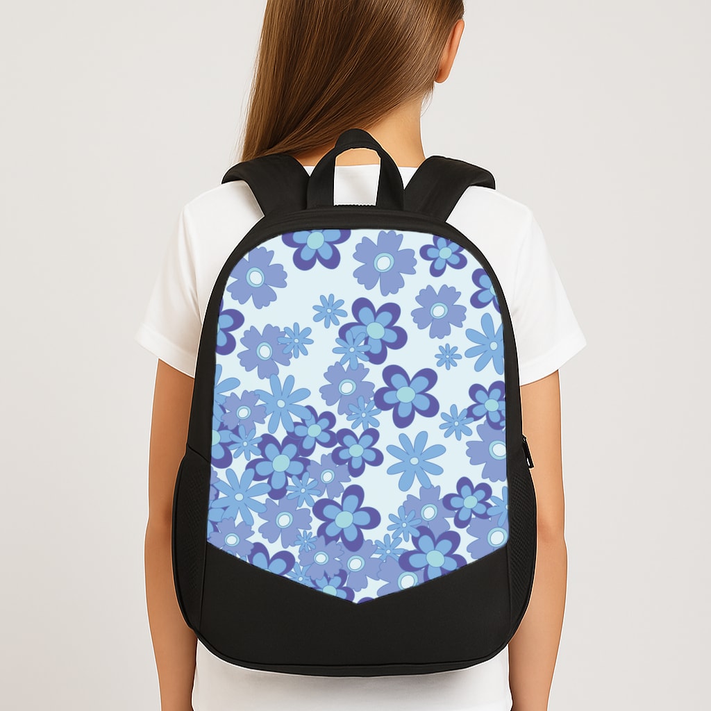 Blue Flowers - Floral Patterns Large School Bag