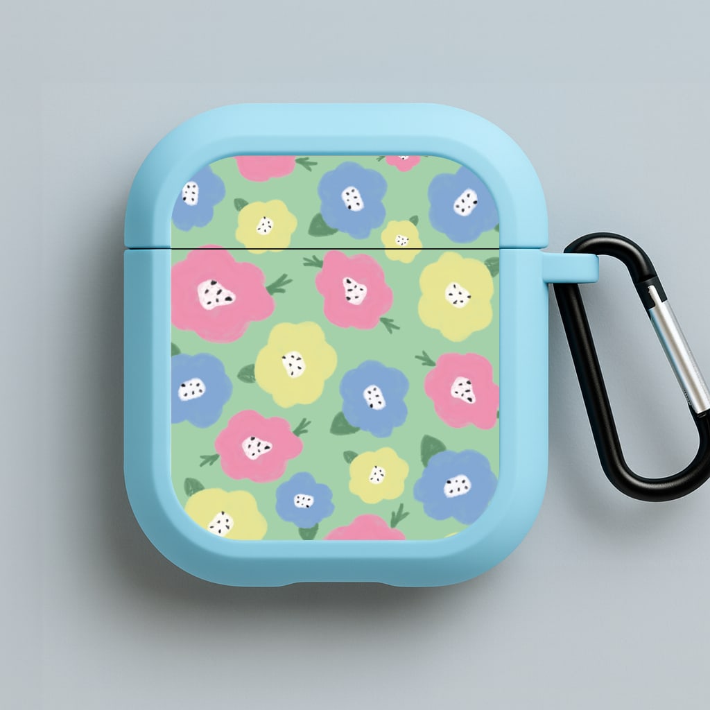 Painted Flowers - Floral Patterns Blue AirPods Case