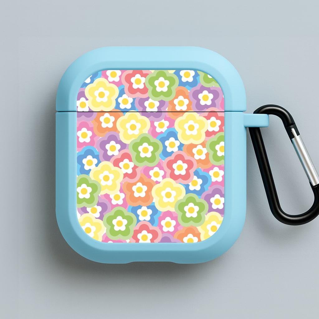 Psychedelic Flowers - Floral Patterns Blue AirPods Case