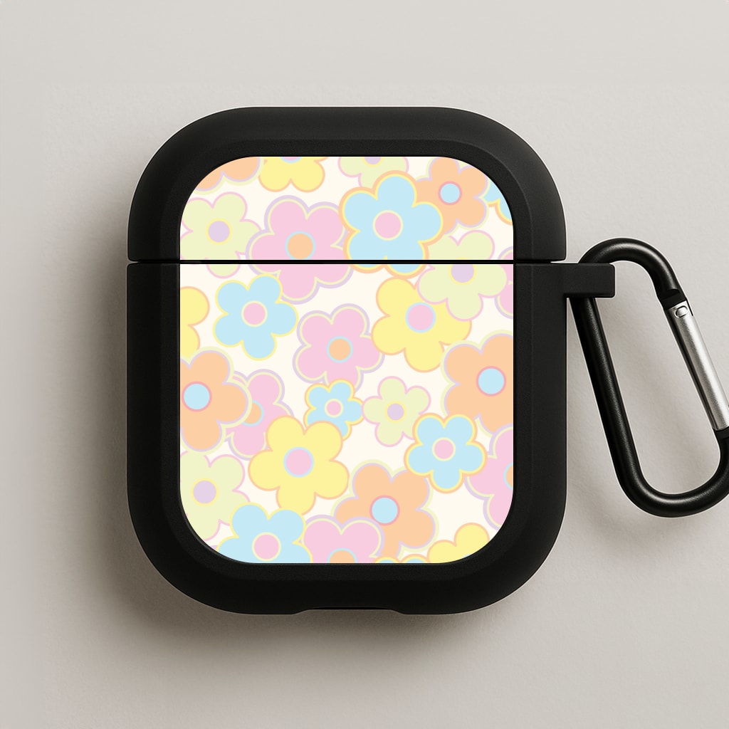 Pastel Abstract Flowers Pattern AirPods Case