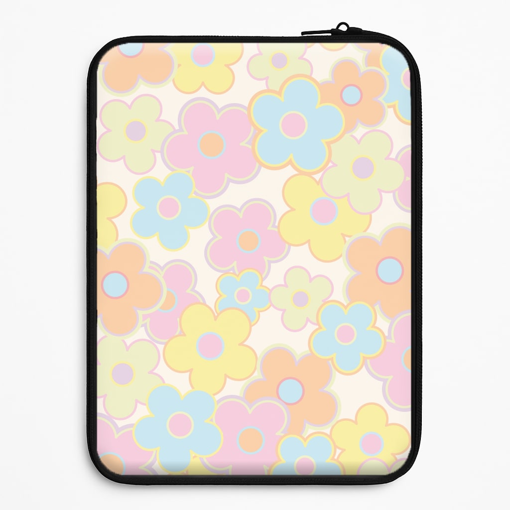 Pastel Abstract Flowers Pattern Laptop Sleeve