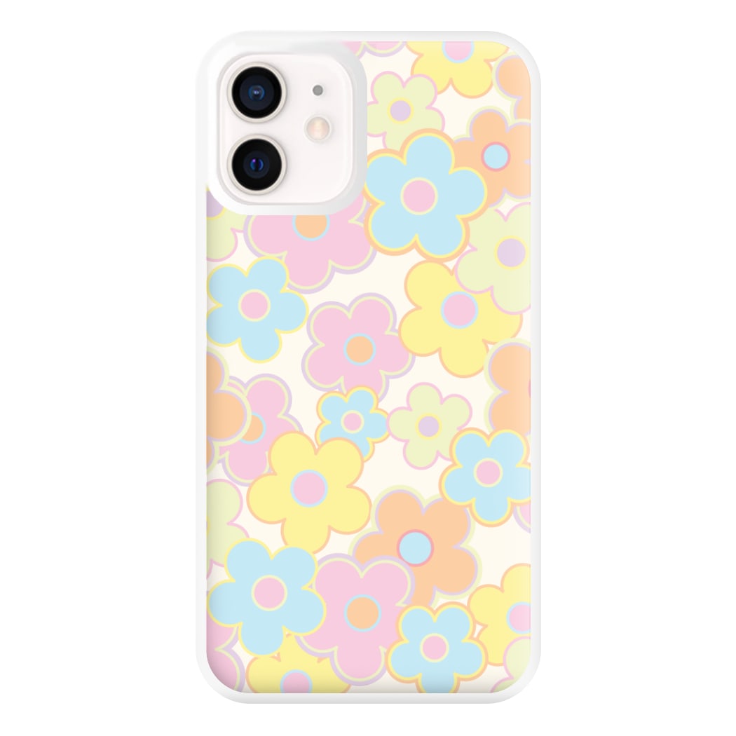 Pastel Abstract Flowers Pattern Phone Case for iPhone 13 Mini