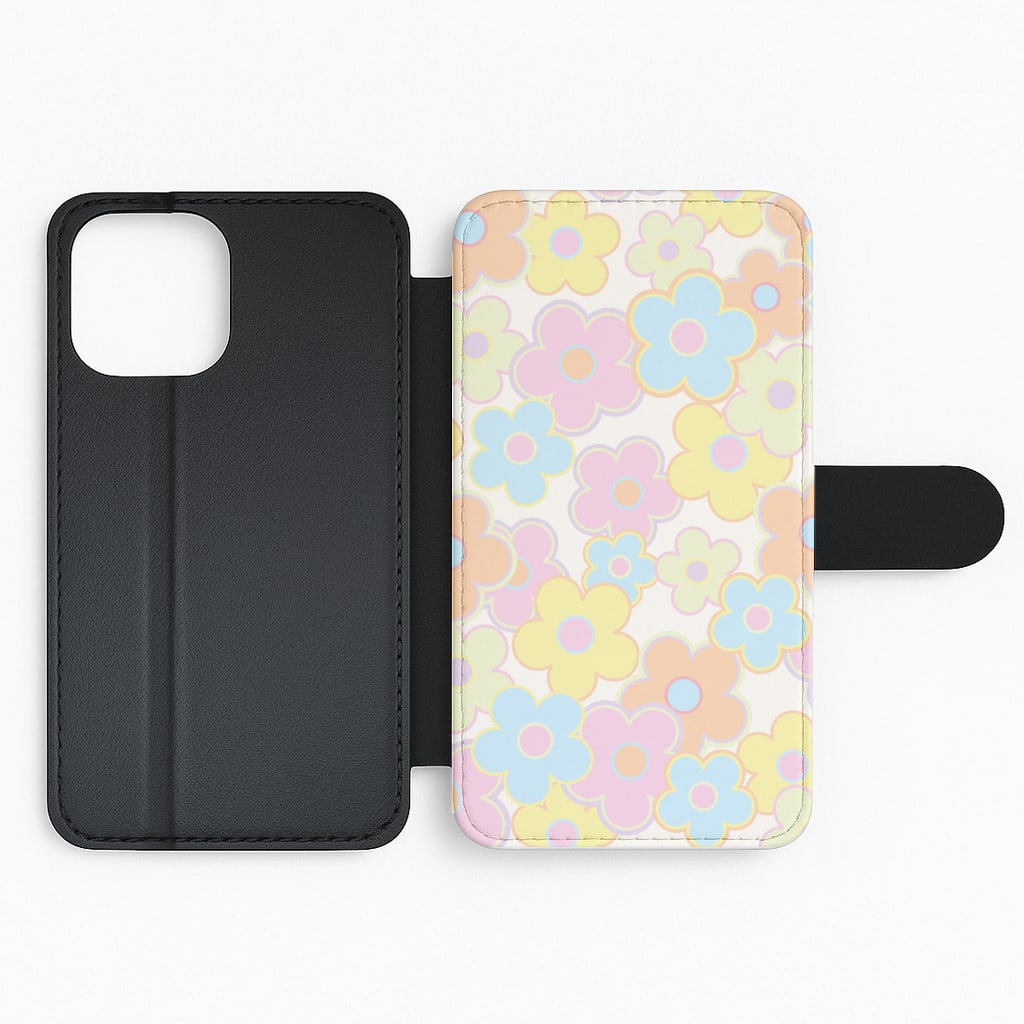 Pastel Abstract Flowers Pattern Flip Phone Case