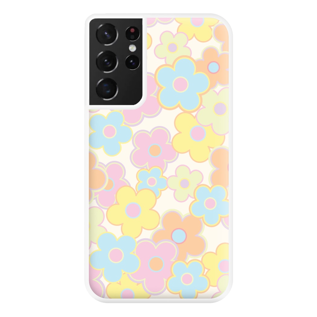 Pastel Abstract Flowers Pattern Phone Case for Galaxy S21 Ultra