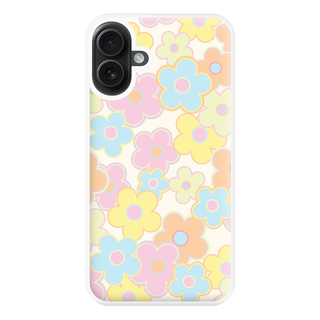 Pastel Abstract Flowers Pattern Phone Case for iPhone 16 Plus