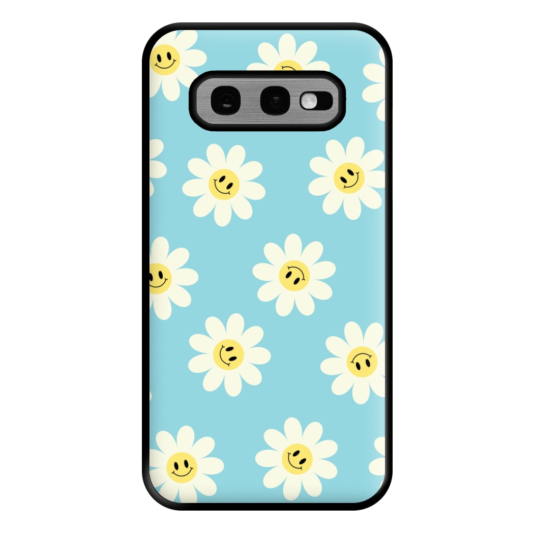 Pastel Blue Smiley Daisies Pattern Phone Case for Galaxy S10e
