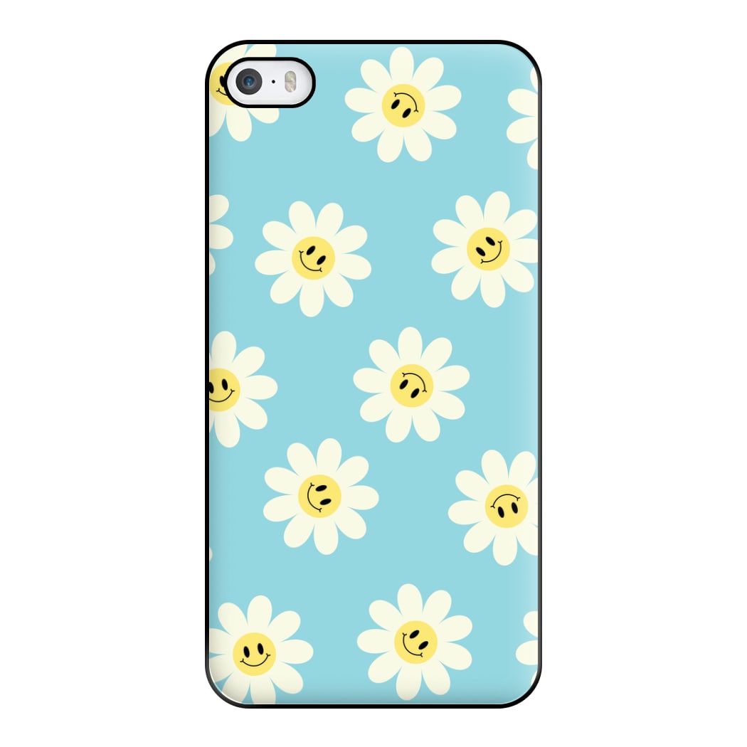 Pastel Blue Smiley Daisies Pattern Phone Case for iPhone 5 / 5s / SE 2016