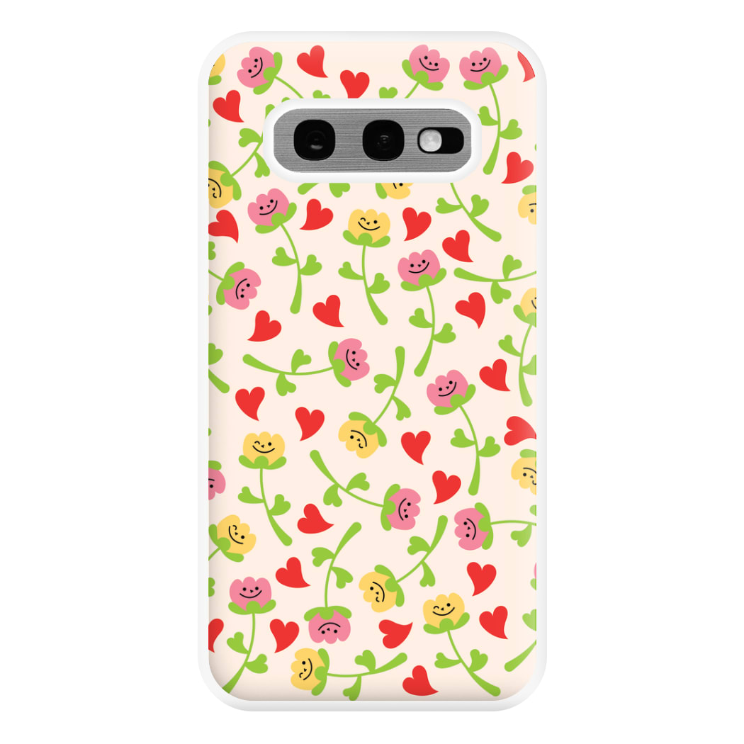 Smiley Tulips And Hearts Pattern Phone Case for Galaxy S10e