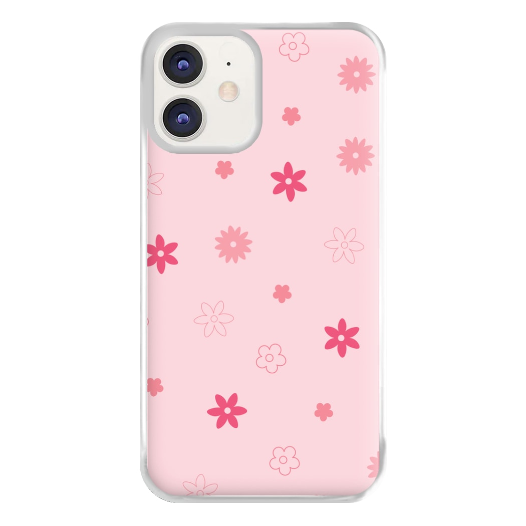 Flower Types Pattern Pink Phone Case for iPhone 12 / 12 Pro
