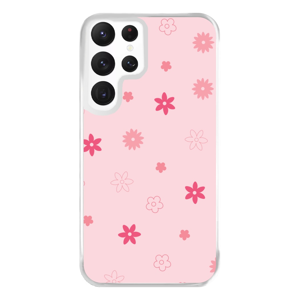 Flower Types Pattern Pink Phone Case for Galaxy S22 Ultra