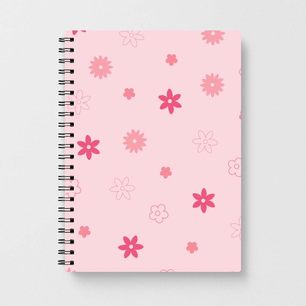 Flower Types Pattern Pink Notebook