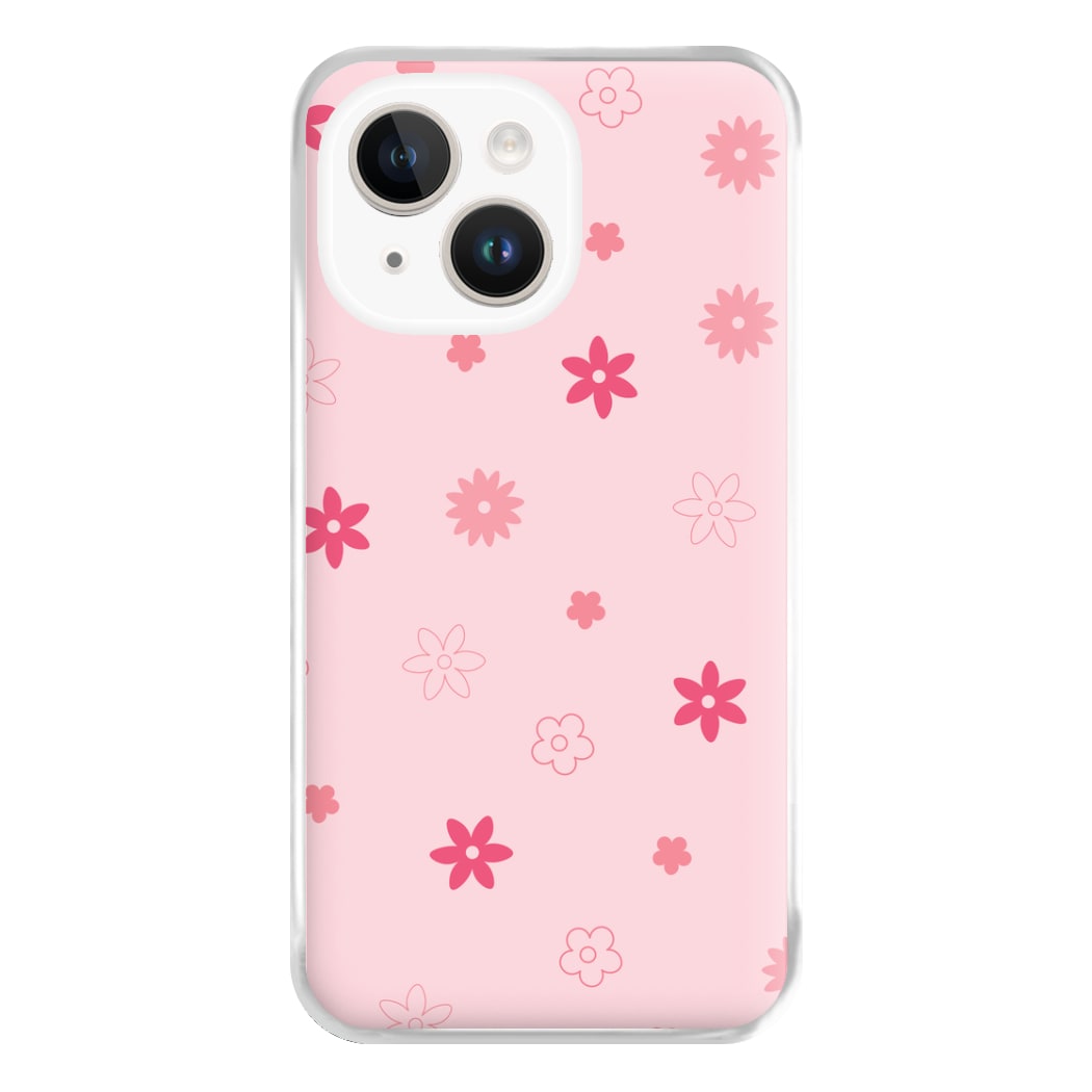 Flower Types Pattern Pink Phone Case for iPhone 14 Plus