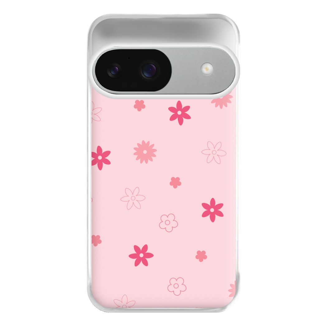 Flower Types Pattern Pink Phone Case for Google Pixel 9 / 9 Pro