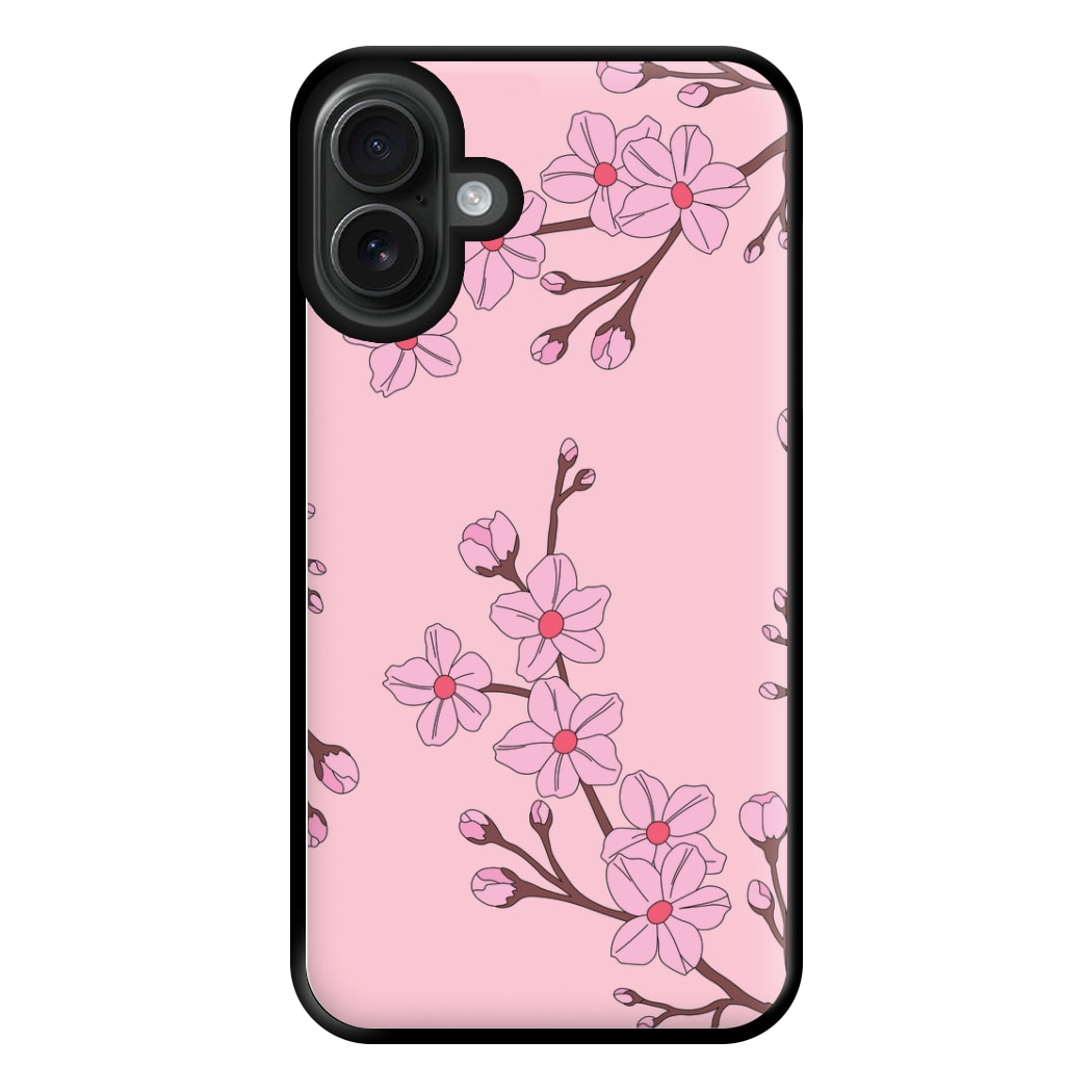Cherry Blossom Pattern Phone Case for iPhone 16 Plus