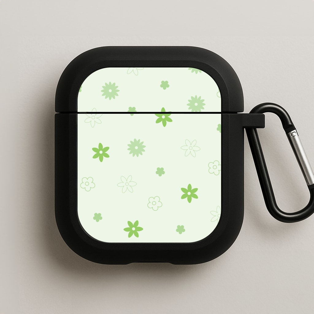 Flower Types Pattern Green AirPods Case