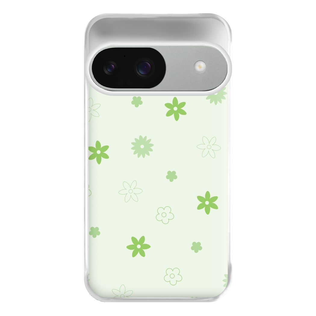 Flower Types Pattern Green Phone Case for Google Pixel 9 / 9 Pro