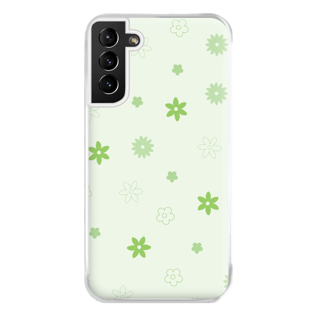 Flower Types Pattern Green Phone Case for Galaxy S21 Plus