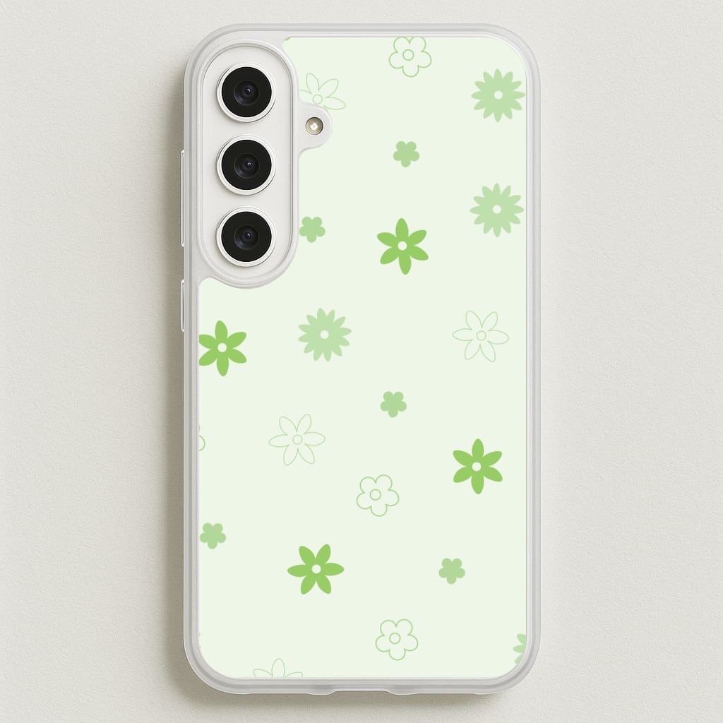 Flower Types Pattern Green Phone Case for Galaxy S25FE
