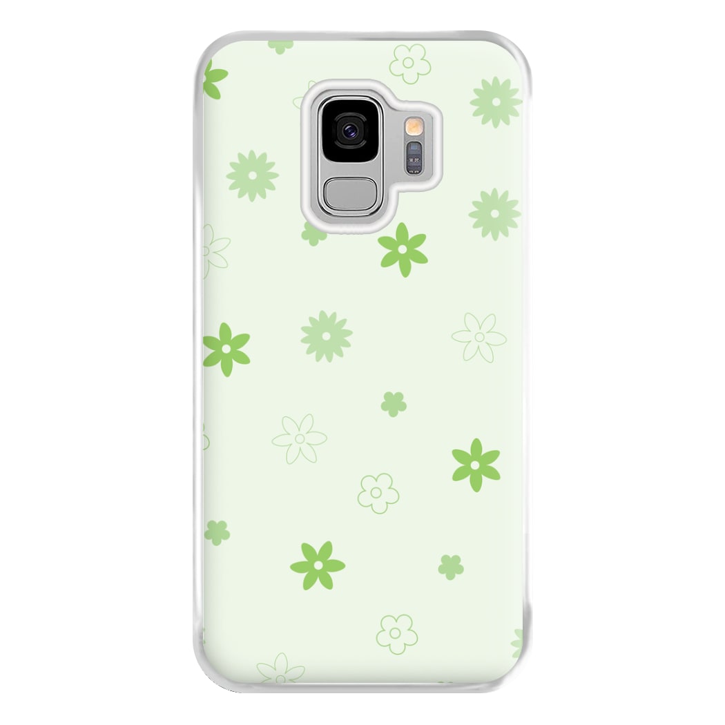 Flower Types Pattern Green Phone Case for Galaxy S9 Plus