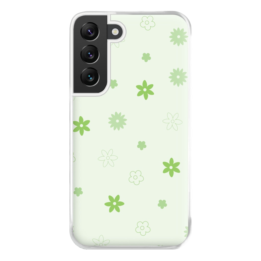 Flower Types Pattern Green Phone Case for Galaxy S22 Plus