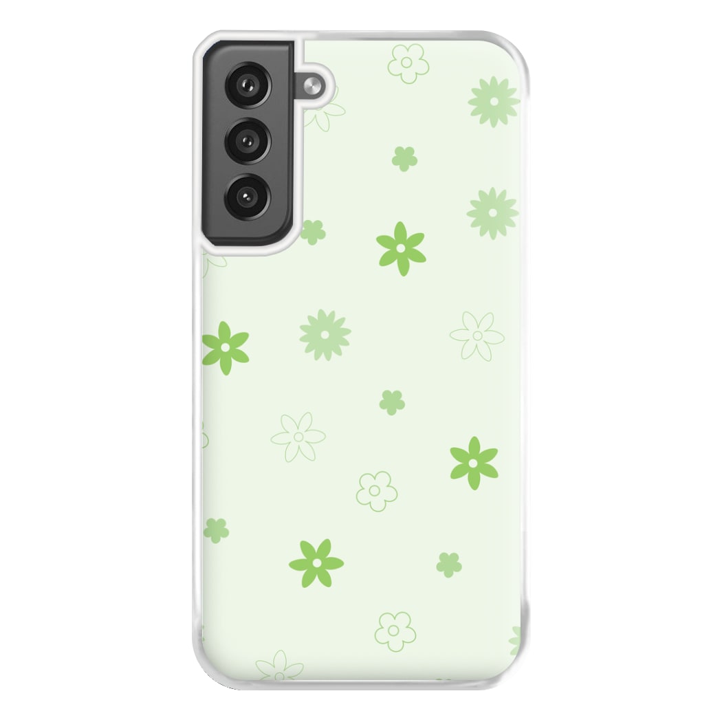 Flower Types Pattern Green Phone Case for Galaxy S21FE