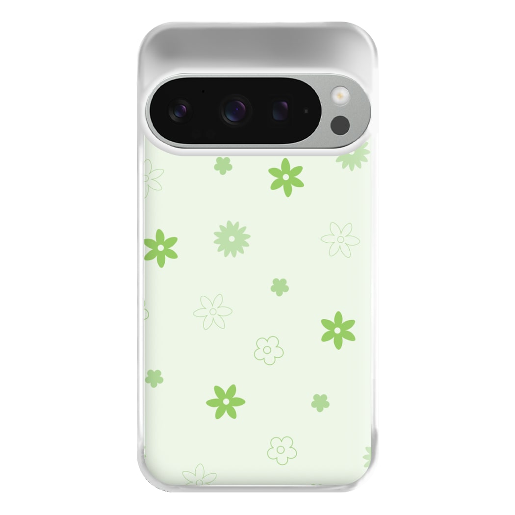 Flower Types Pattern Green Phone Case for Google Pixel 9 Pro XL