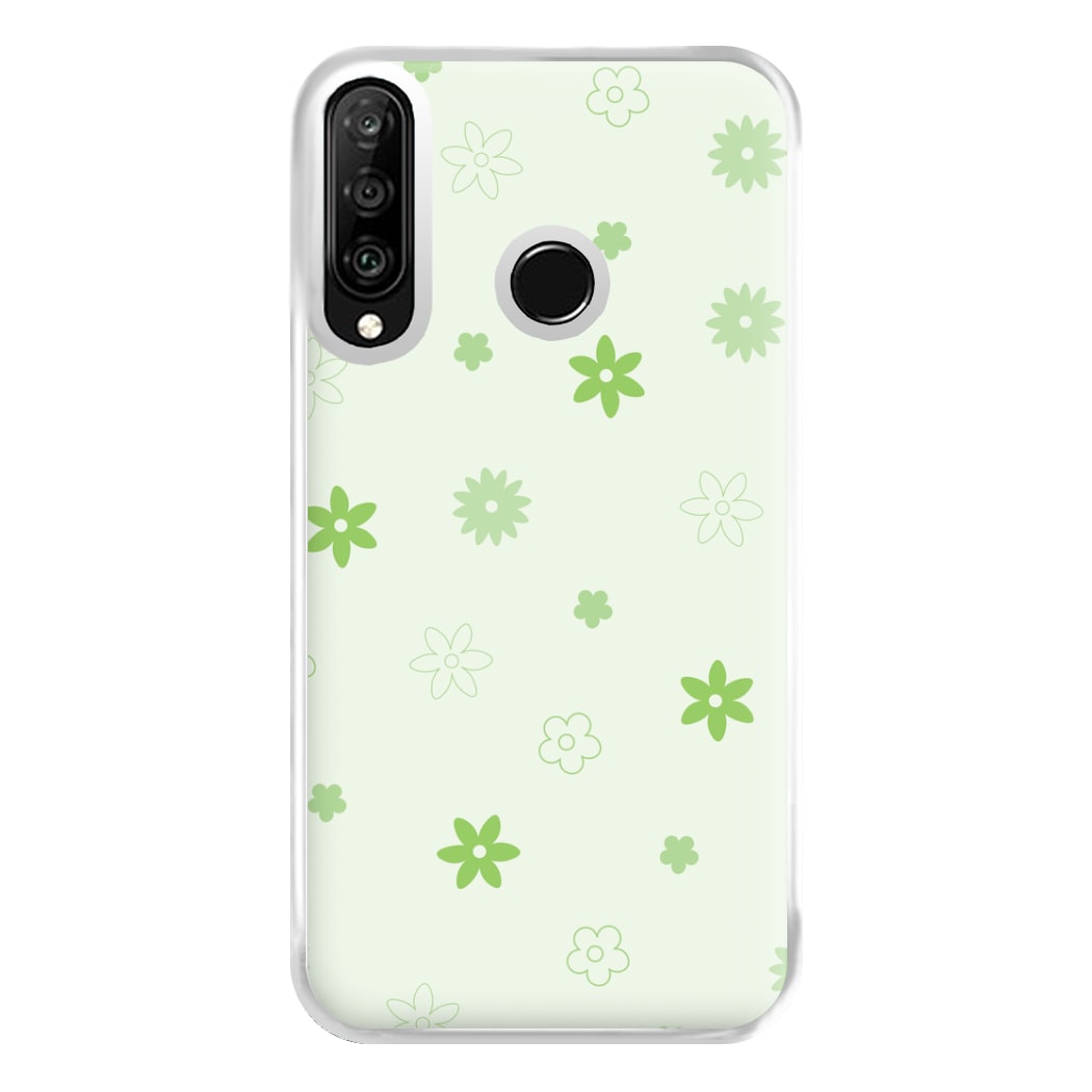 Flower Types Pattern Green Phone Case for Huawei P30 Lite