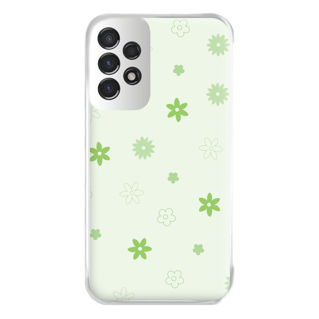 Flower Types Pattern Green Phone Case for Galaxy A53