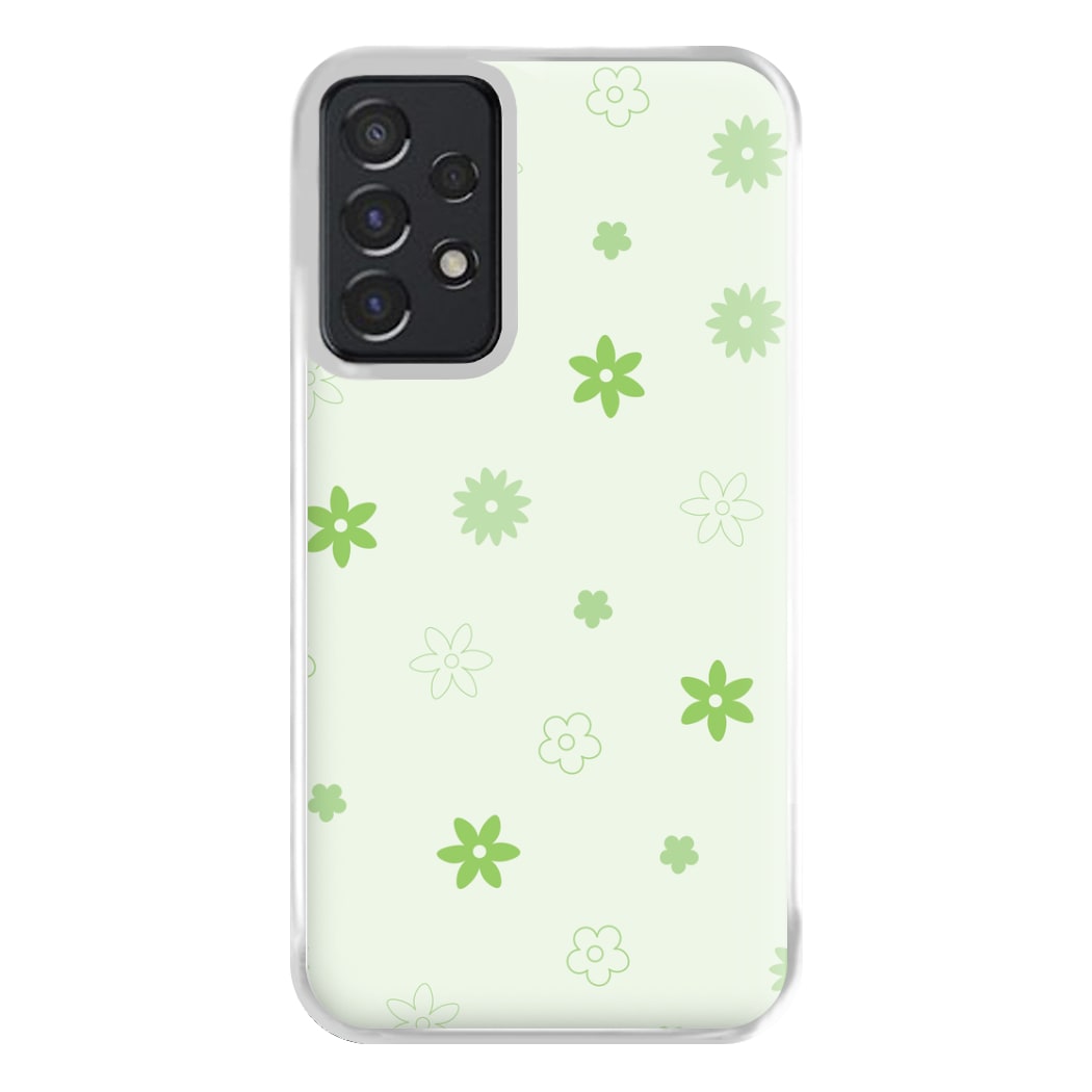 Flower Types Pattern Green Phone Case for Galaxy A52 / A52s