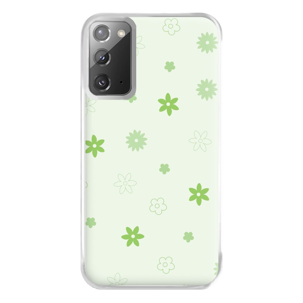 Flower Types Pattern Green Phone Case for Galaxy Note 20 Ultra