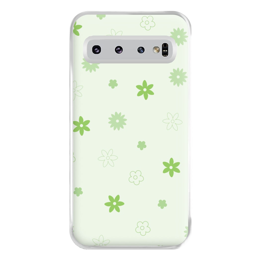Flower Types Pattern Green Phone Case for Galaxy S10 Plus