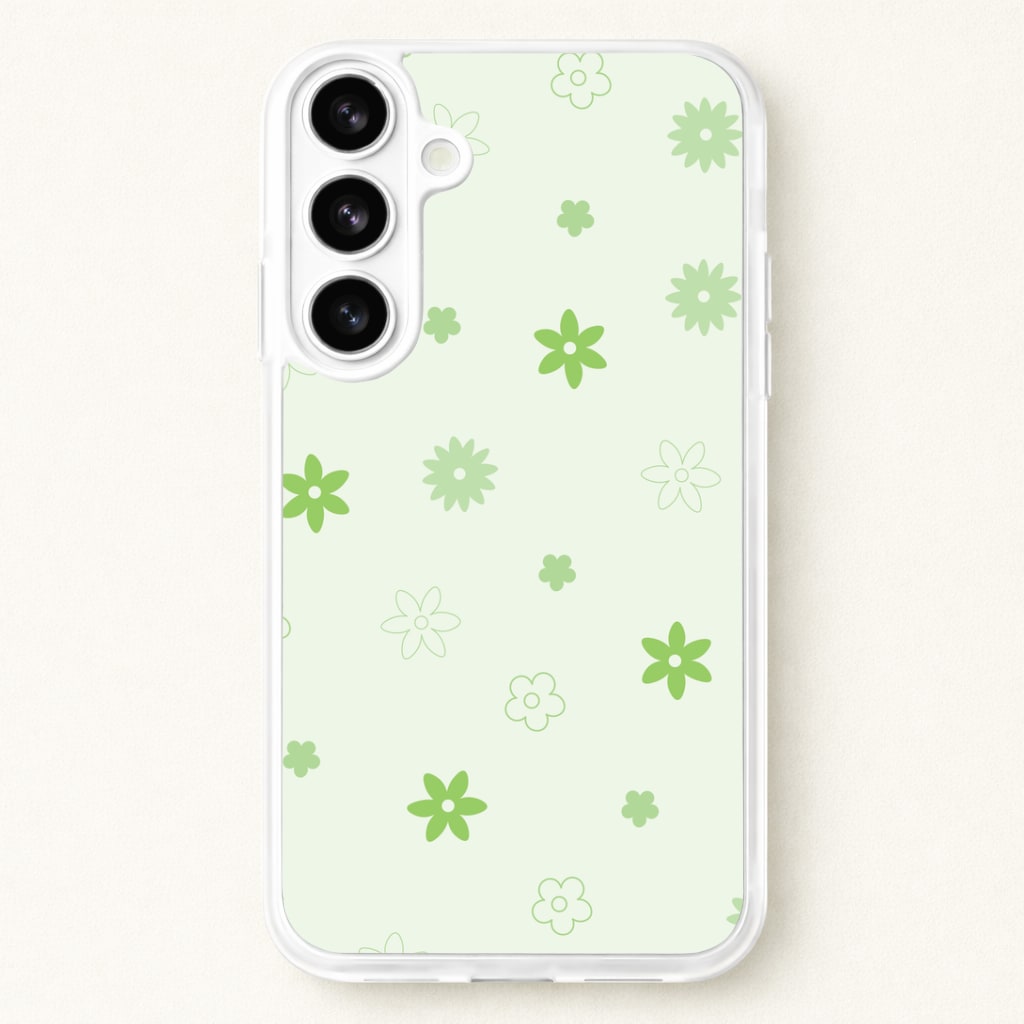 Flower Types Pattern Green Phone Case for Galaxy S26 Plus