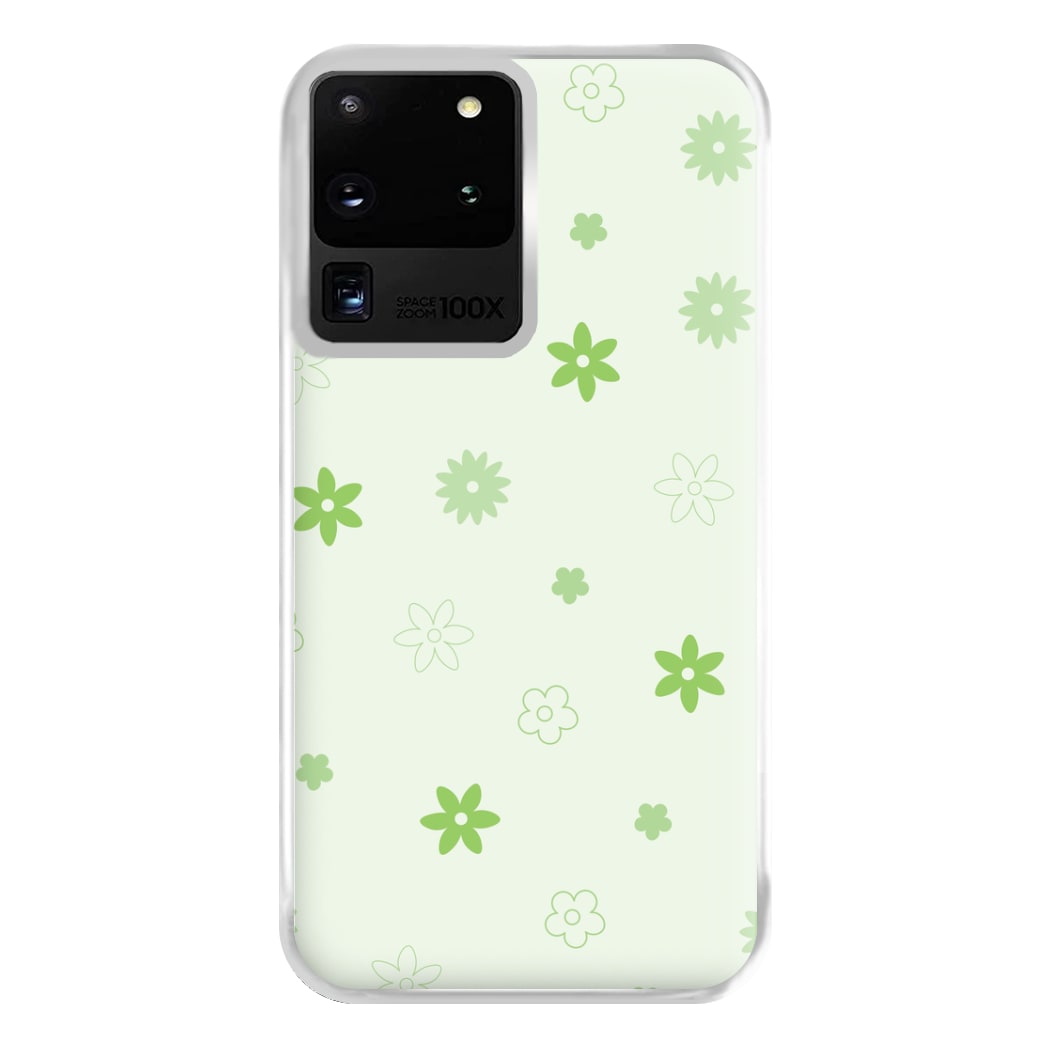 Flower Types Pattern Green Phone Case for Galaxy S20 Ultra