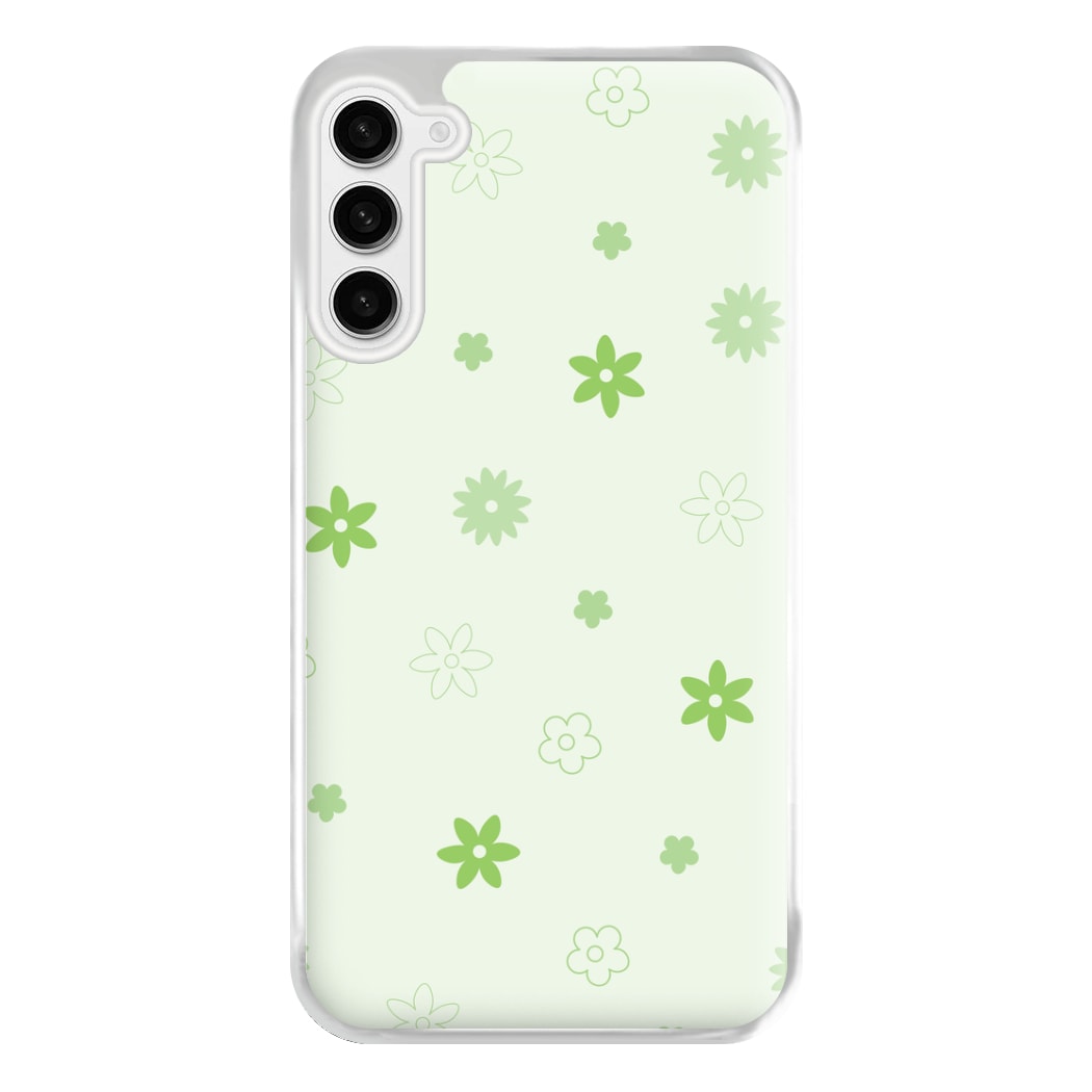 Flower Types Pattern Green Phone Case for Galaxy S23FE