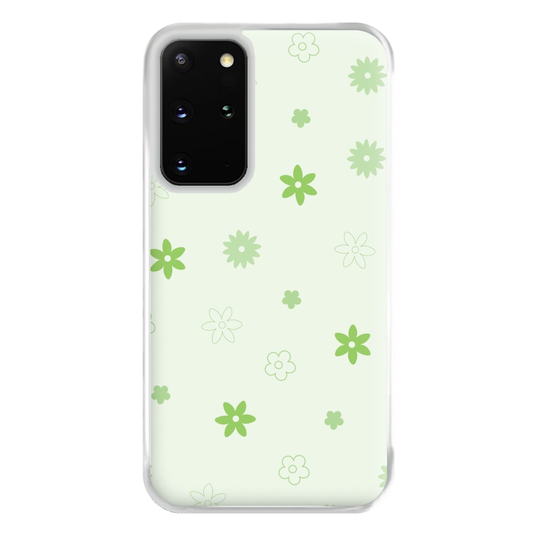 Flower Types Pattern Green Phone Case for Galaxy S20 Plus