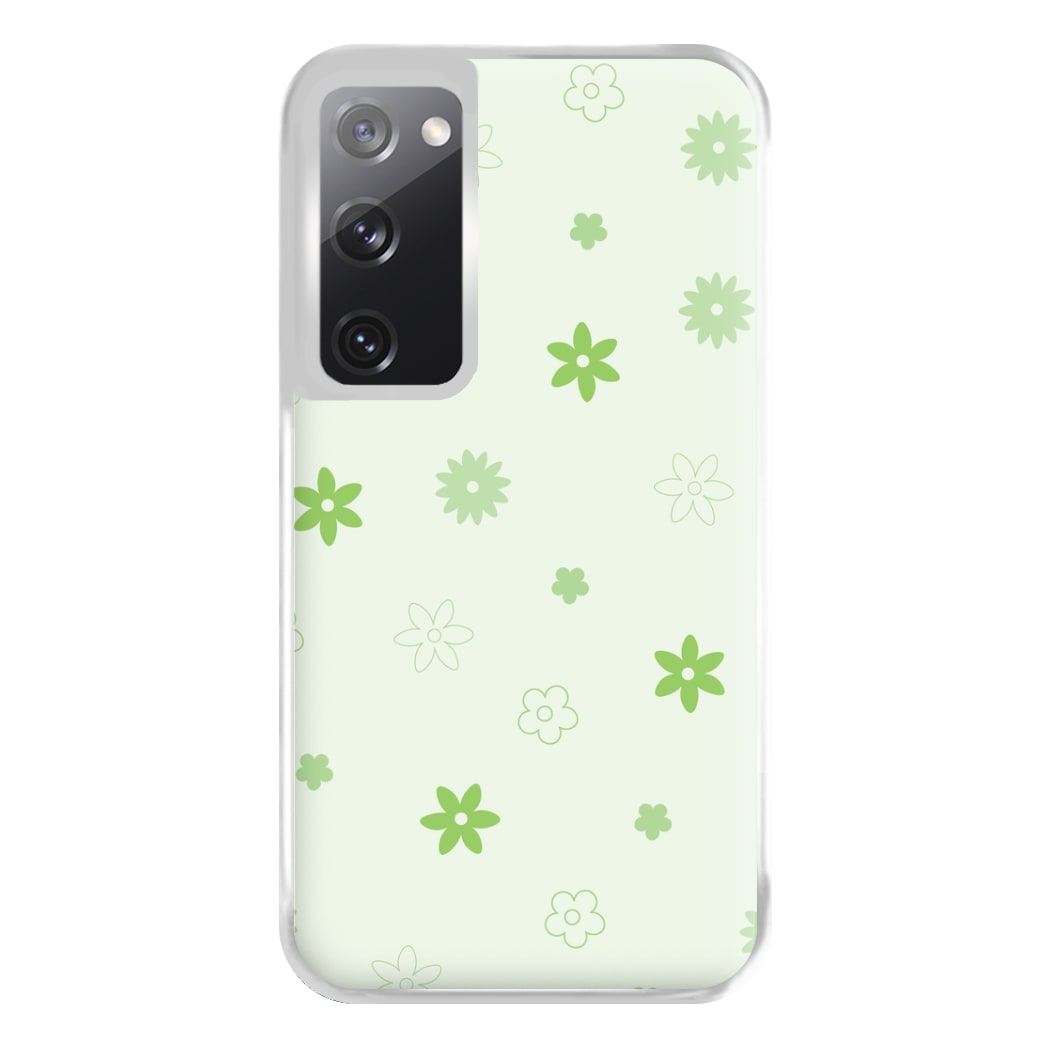 Flower Types Pattern Green Phone Case for Galaxy S20FE