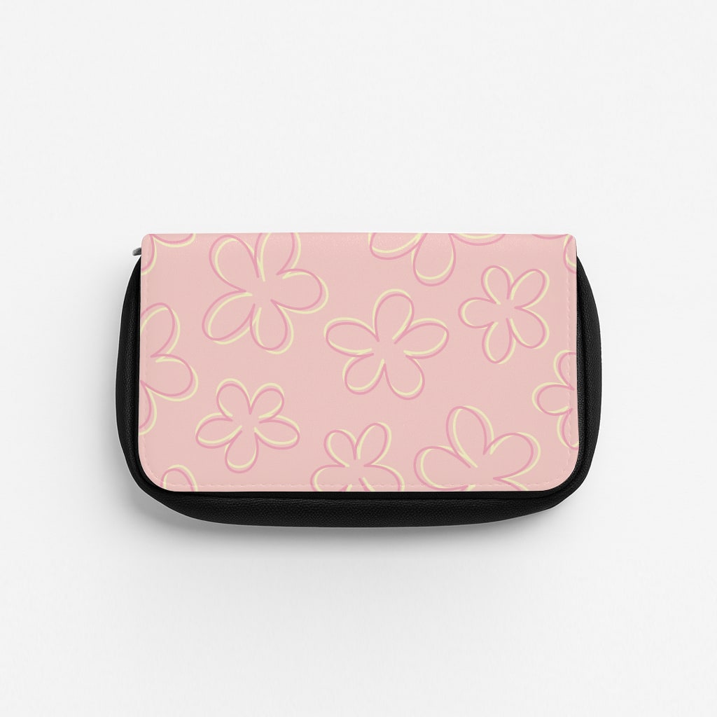 Abstract Flower Outlines Pattern Pencil Case