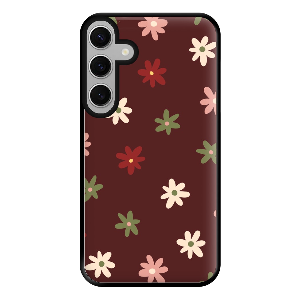 Dark Whimsical Flower Pattern Phone Case for Galaxy S24FE